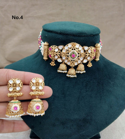 Gold polki kundan choker  Jewellery set/ Gold choker sites set