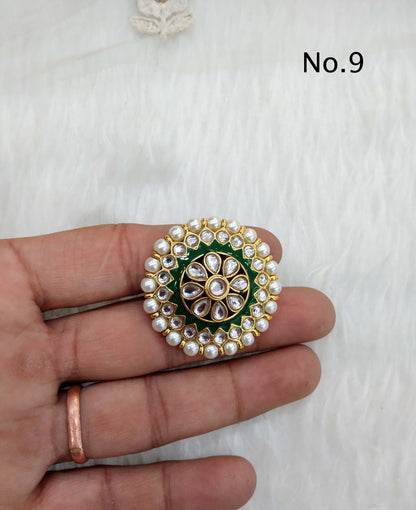 Online Indian Ring /Gold kundan finger rings Big round bridal ring hand accessory/limi