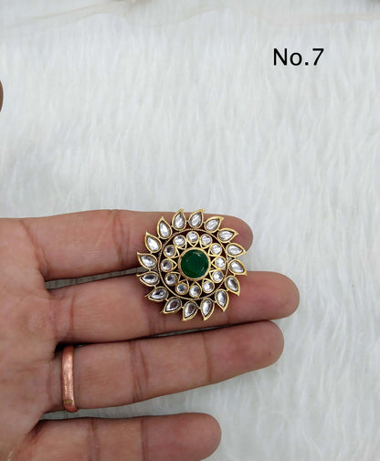 Online Indian Ring /Gold kundan finger rings Big round bridal ring hand accessory/limi