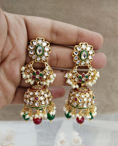 Indian kundan earrings jewellery/kundan jhumka earrings/ bollywood earrings seema set