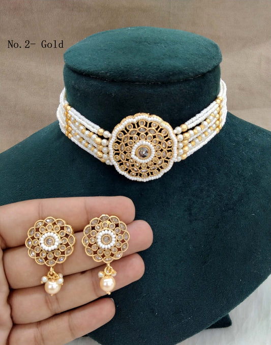 Gold polki choker Jewellery set/ Gold choker surrey set