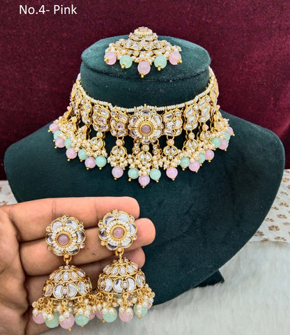 Kundan choker Jewellery Set/ Gold pink kundan Indian jewellery kundan choker saga sets