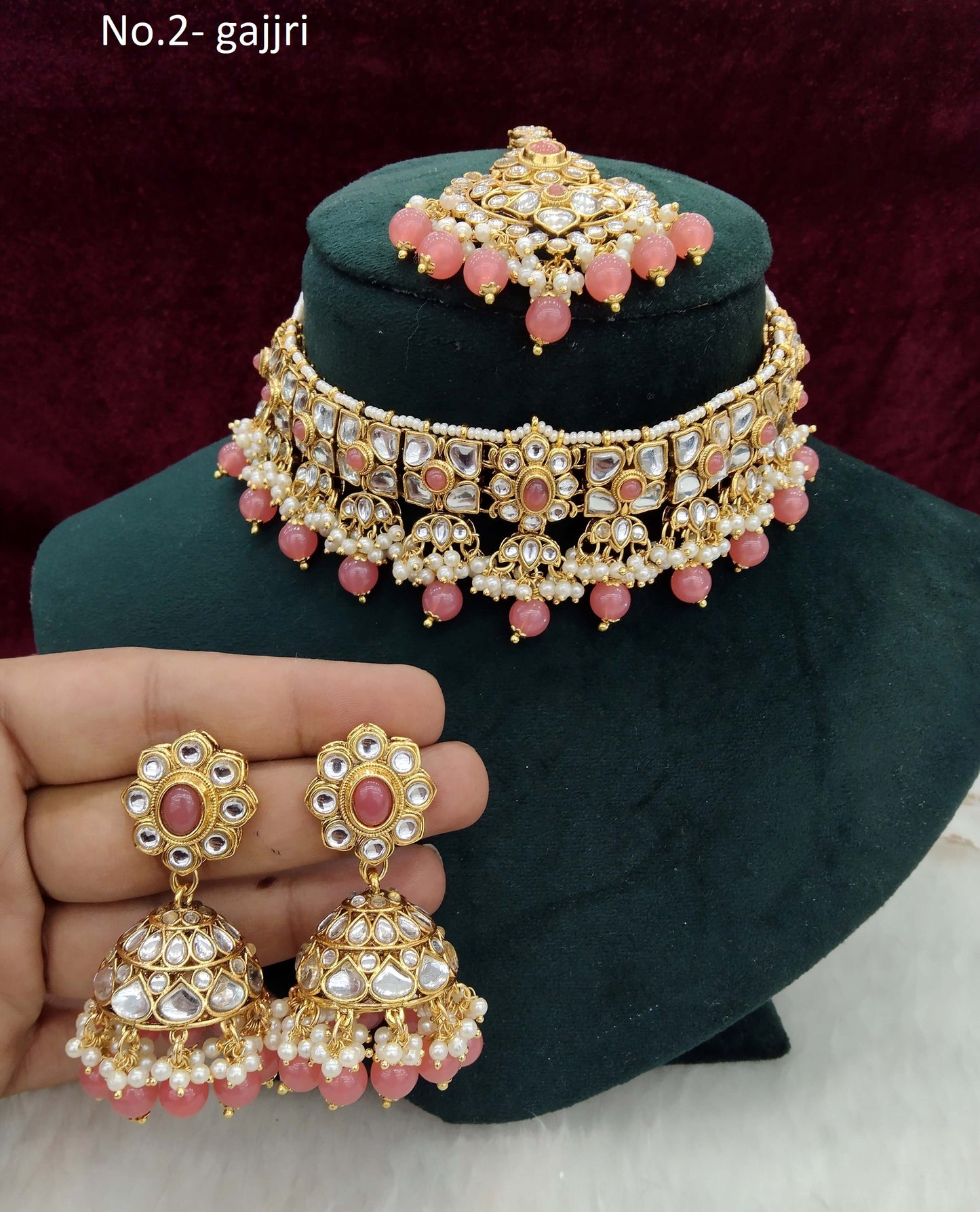 Gold Kundan choker Set/ Gold gajjri kundan Indian jewellery kundan choker dimi sets