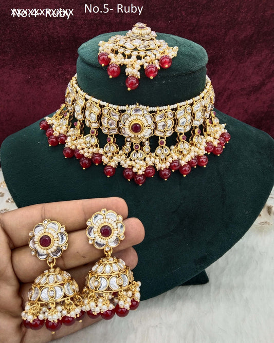 Kundan Jewellery  Choker Set/ Gold ruby kundan Indian jewellery kundan choker saga sets