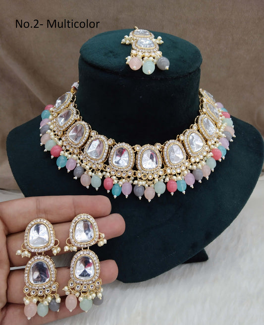 Kundan Necklace Jewellery Set/ Gold Multicolor Kundan Indian jewellery kundan dova sets