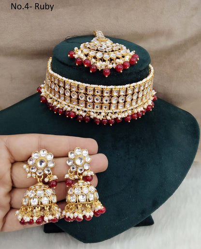 Kundan choker Jewellery  Set/ Gold ruby kundan Indian jewellery choker diko sets