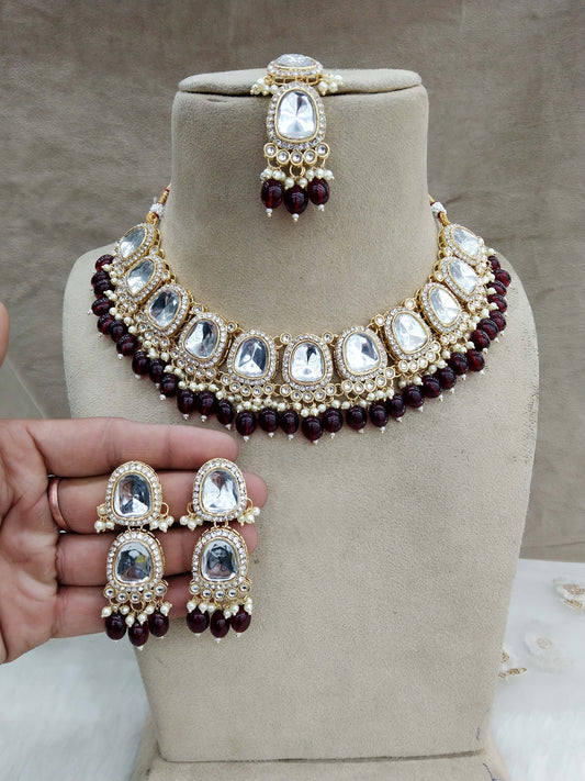 Kundan Necklace Jewellery Set/ Gold green kundan Indian jewellery kundan dova sets