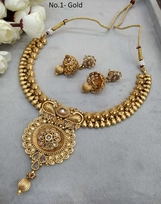 Gold necklace Set/ gold polki necklace Indian Brazil Jewellery