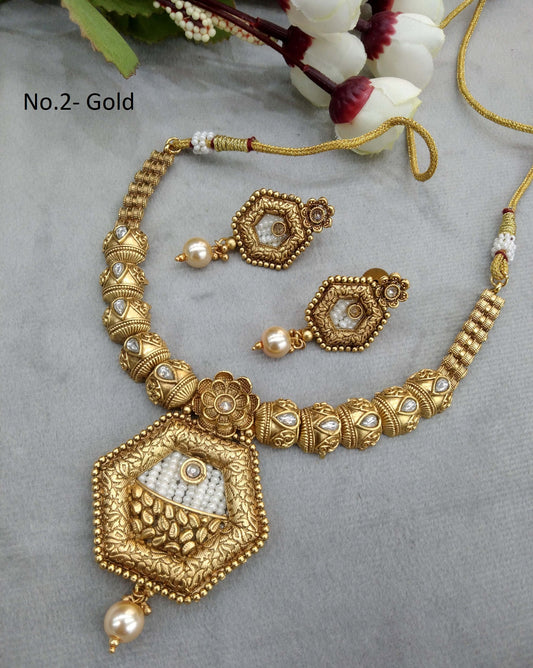 Gold necklace Set/ gold polki necklace Indian Brazil Jewellery