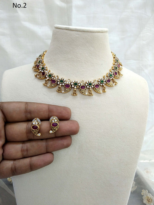 Gold necklace Set/ gold polki necklace Indian globalJewellery