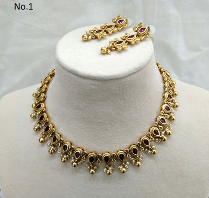 Gold necklace Set/ gold polki necklace Indian globalJewellery