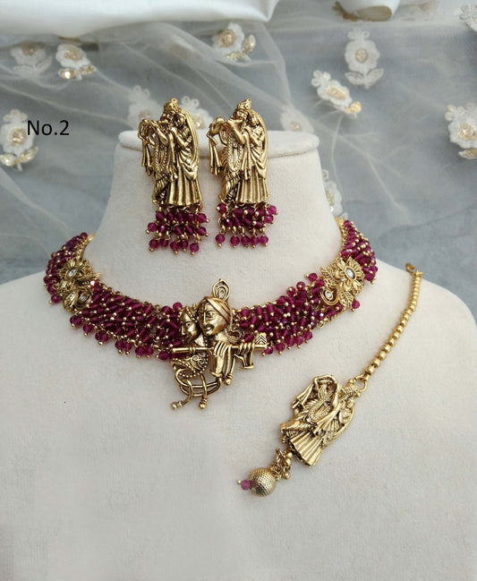 Gold necklace Set/ gold polki necklace Indian globalJewellery