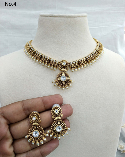 Gold necklace Set/ gold polki necklace Indian drive Jewellery