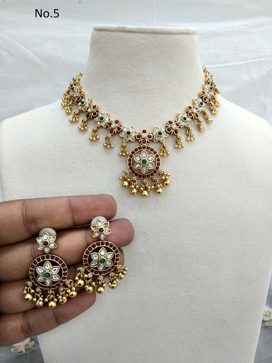 Gold necklace Set/ gold polki necklace Indian drive Jewellery