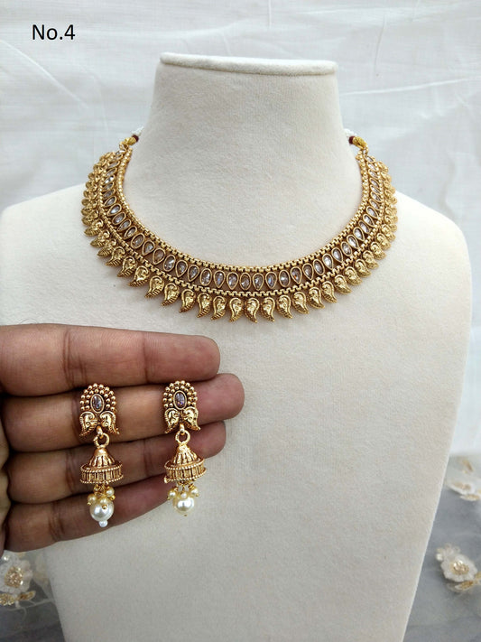 Gold necklace Set/ gold polki necklace Indian globalJewellery