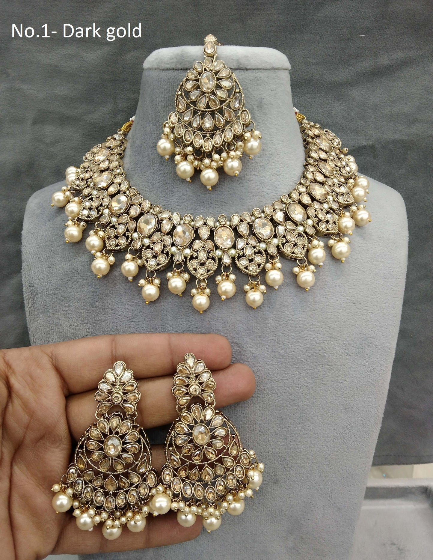 Antique Gold Necklace Jewellery set/ dark gold necklace Indian rasha jewellery set Online