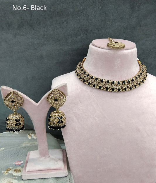 Antique Gold Necklace Set/ Dark Gold Black Indian Bridal Niti Jewellery Online