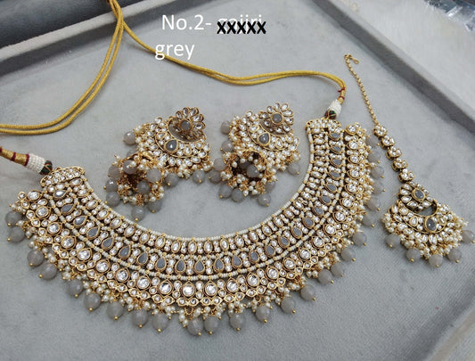 Grey Kundan Necklace nili indian jewellery Set