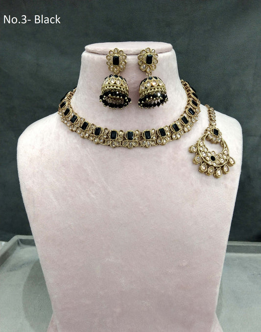 Antique gold black Indian niti Jewellry necklace set