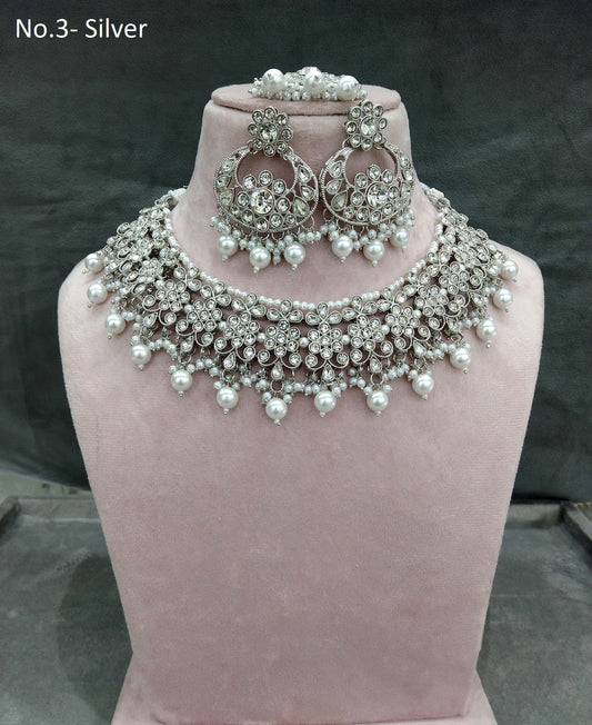 Indian  Jewellery/ Silver necklace shine set