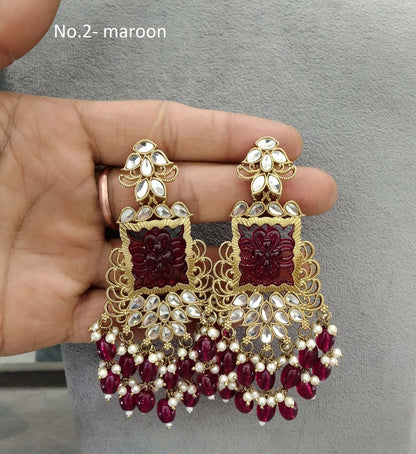 Indian Kundan Earrings Jewellery/mirror Kundan Earrings/ bollywood Earrings arzu Set