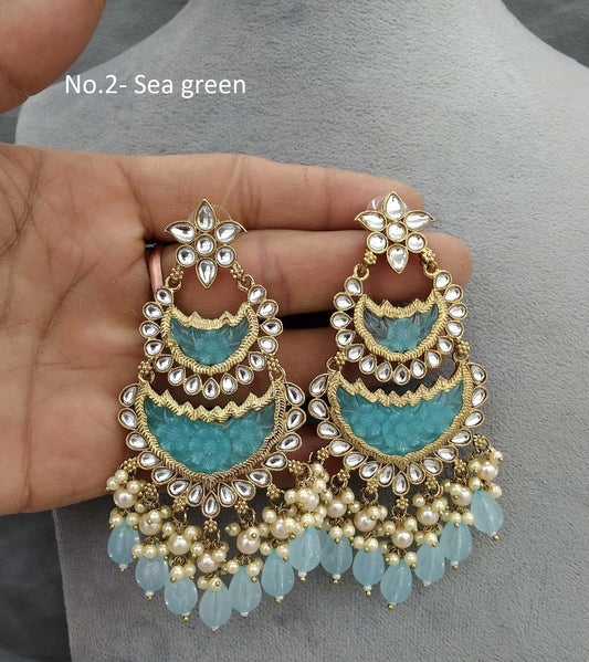 Indian Kundan Earrings Jewellery/mirror Kundan Earrings/ bollywood Earrings velli Set