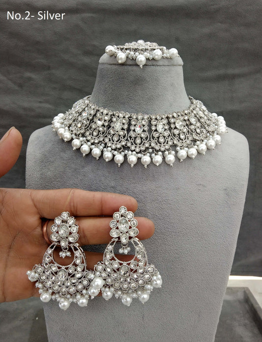 Indian  Jewellery/ Silver necklace dinki set