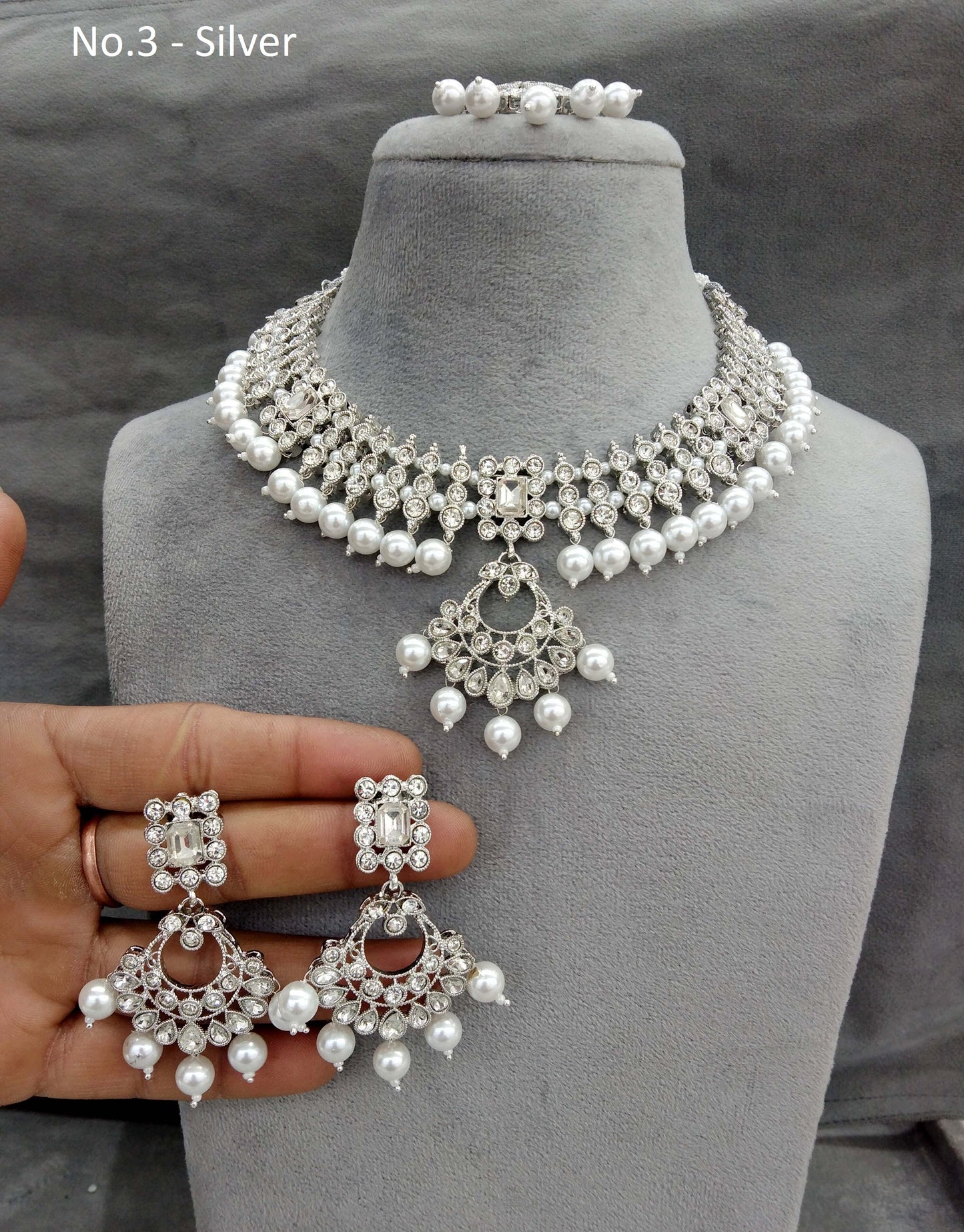 Indian Jewellery/ Silver necklace dinki set