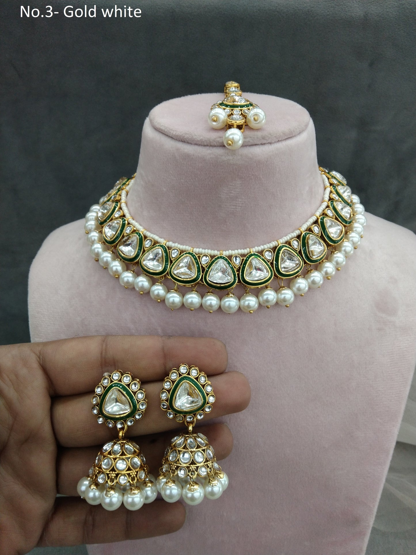 Ivory Gold white Kundan necklace Set/ Gold kundan Indian jewellery kundan aely sets