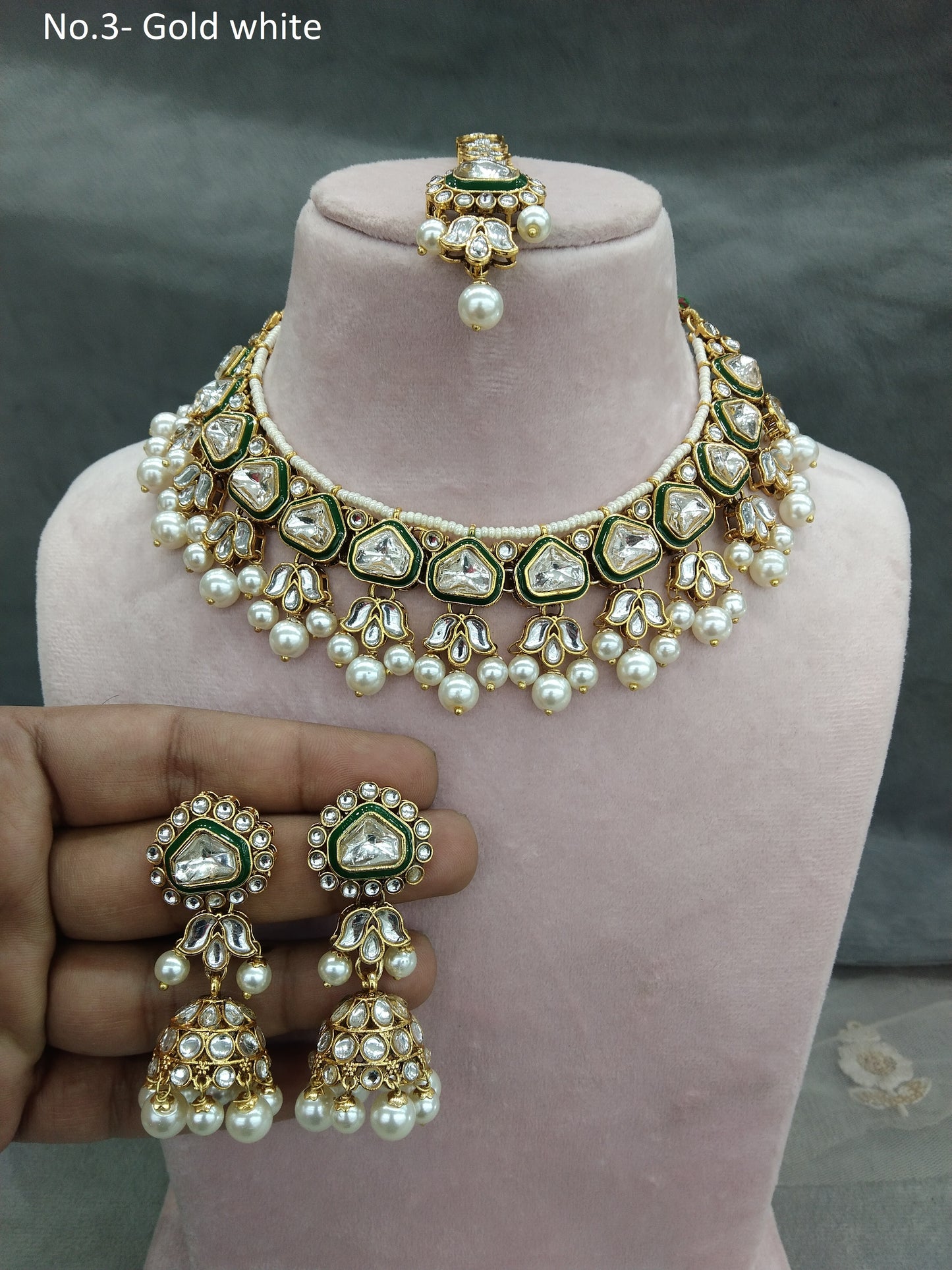 Ivory Gold white Kundan necklace Set/ Gold kundan Indian jewellery kundan atly sets