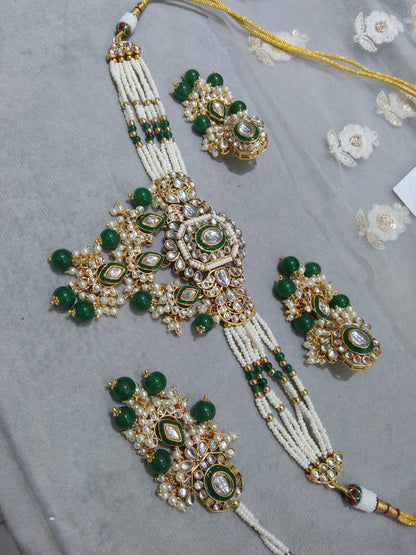 Indian  jewellery Gold green kundan choker set/ kundan choker kundan ciylo set