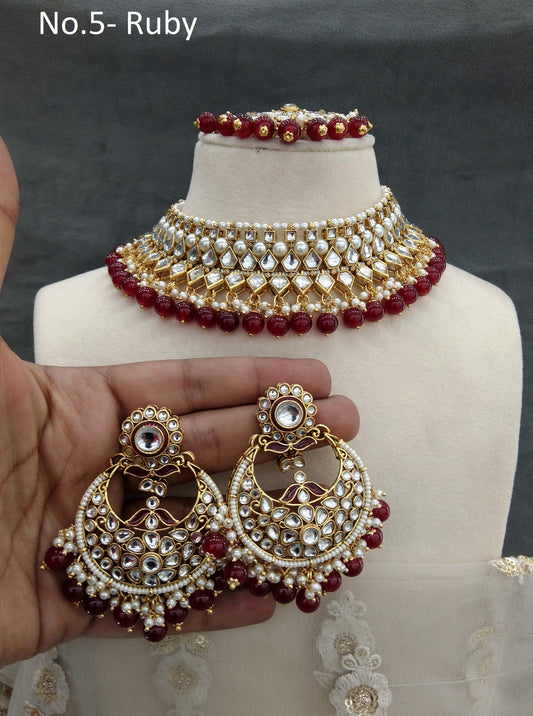 Gold ruby Kundan necklace Jewellery Set/ Gold kundan Indian jewellery kundan kivi sets