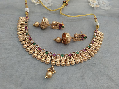 Gold polki necklace set Indian challa Jewellery