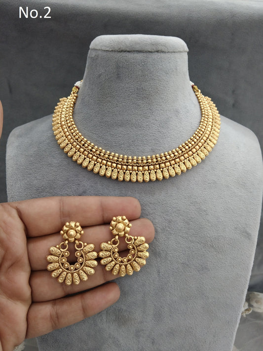 Gold polki necklace set Indian challa Jewellery