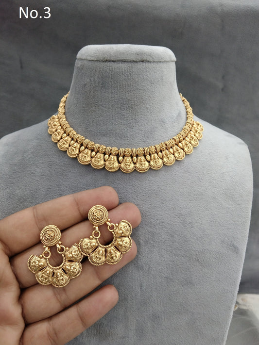 Gold polki necklace set Indian challa Jewellery