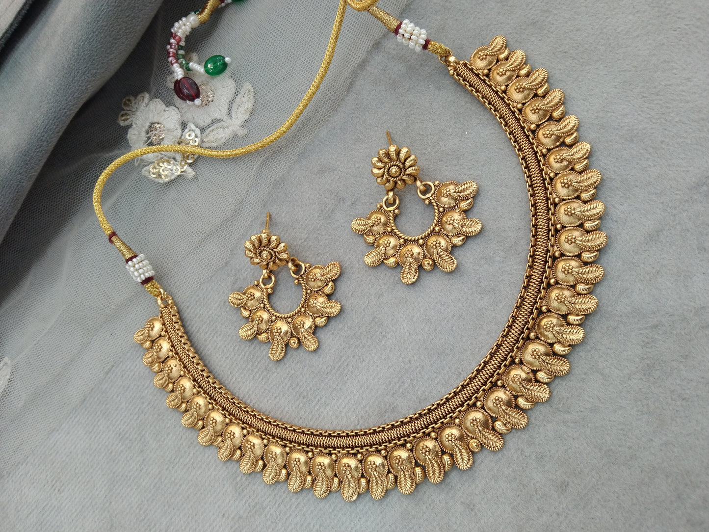 Gold polki necklace set Indian challa Jewellery