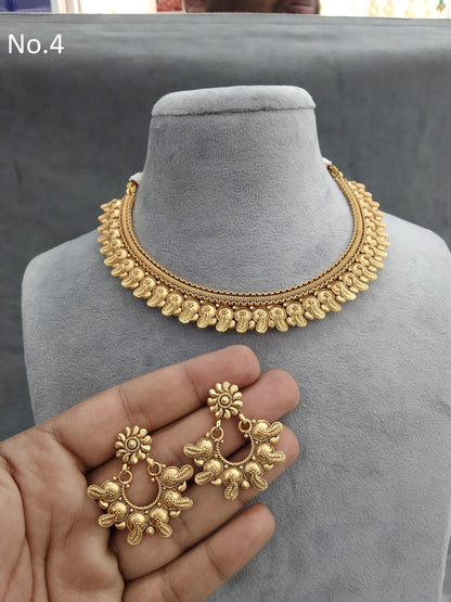 Gold polki necklace set Indian challa Jewellery