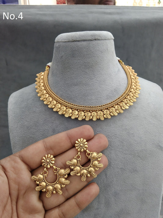 Gold polki necklace set Indian challa Jewellery