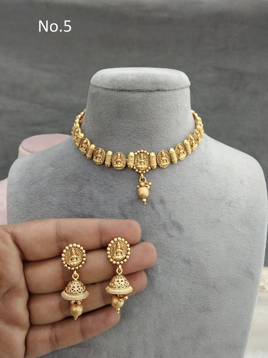 Gold polki necklace set Indian challa Jewellery