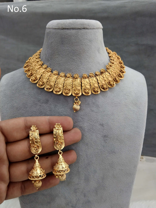 Gold polki necklace set Indian challa Jewellery