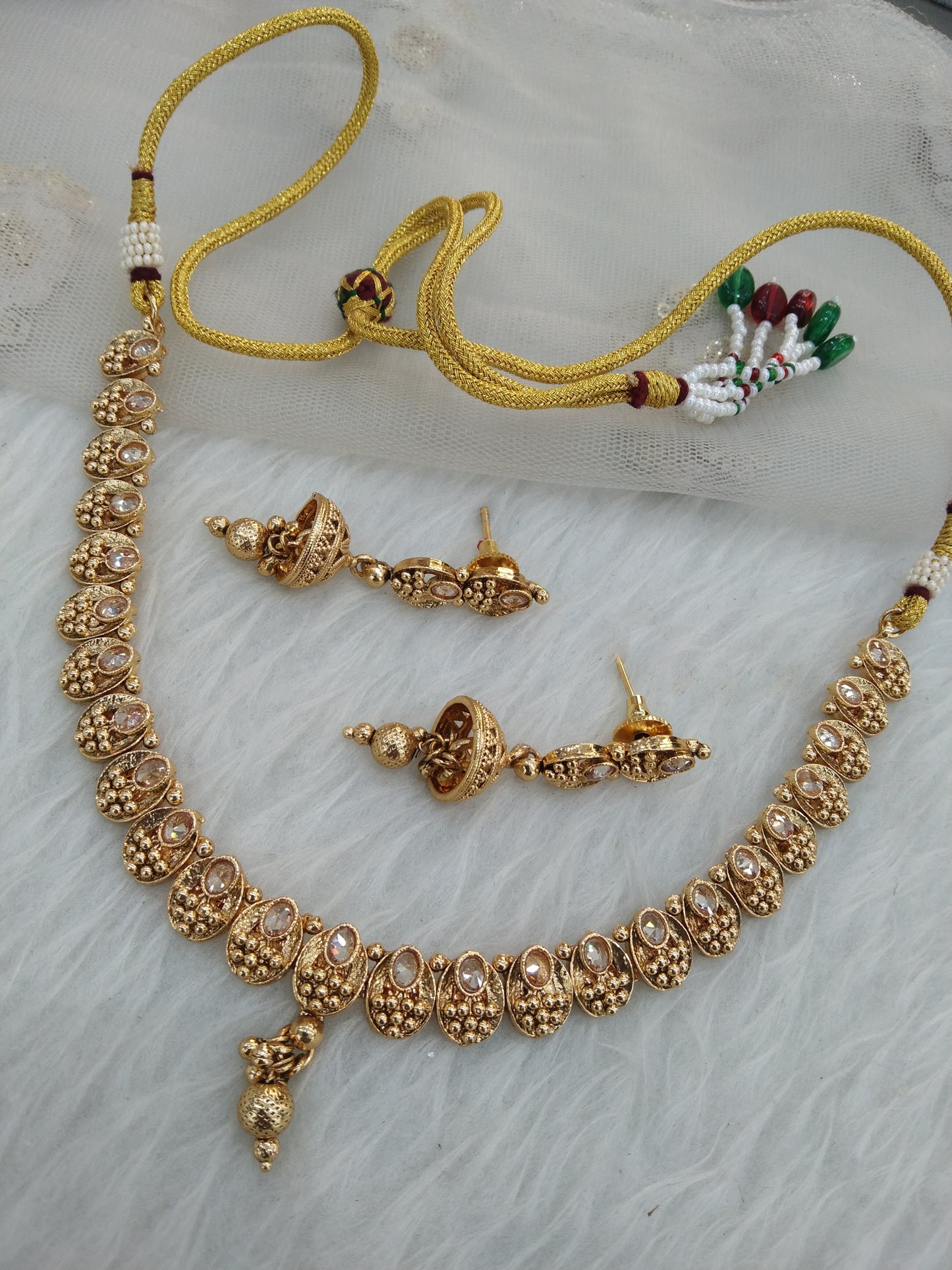 Gold polki necklace set Indian challa Jewellery