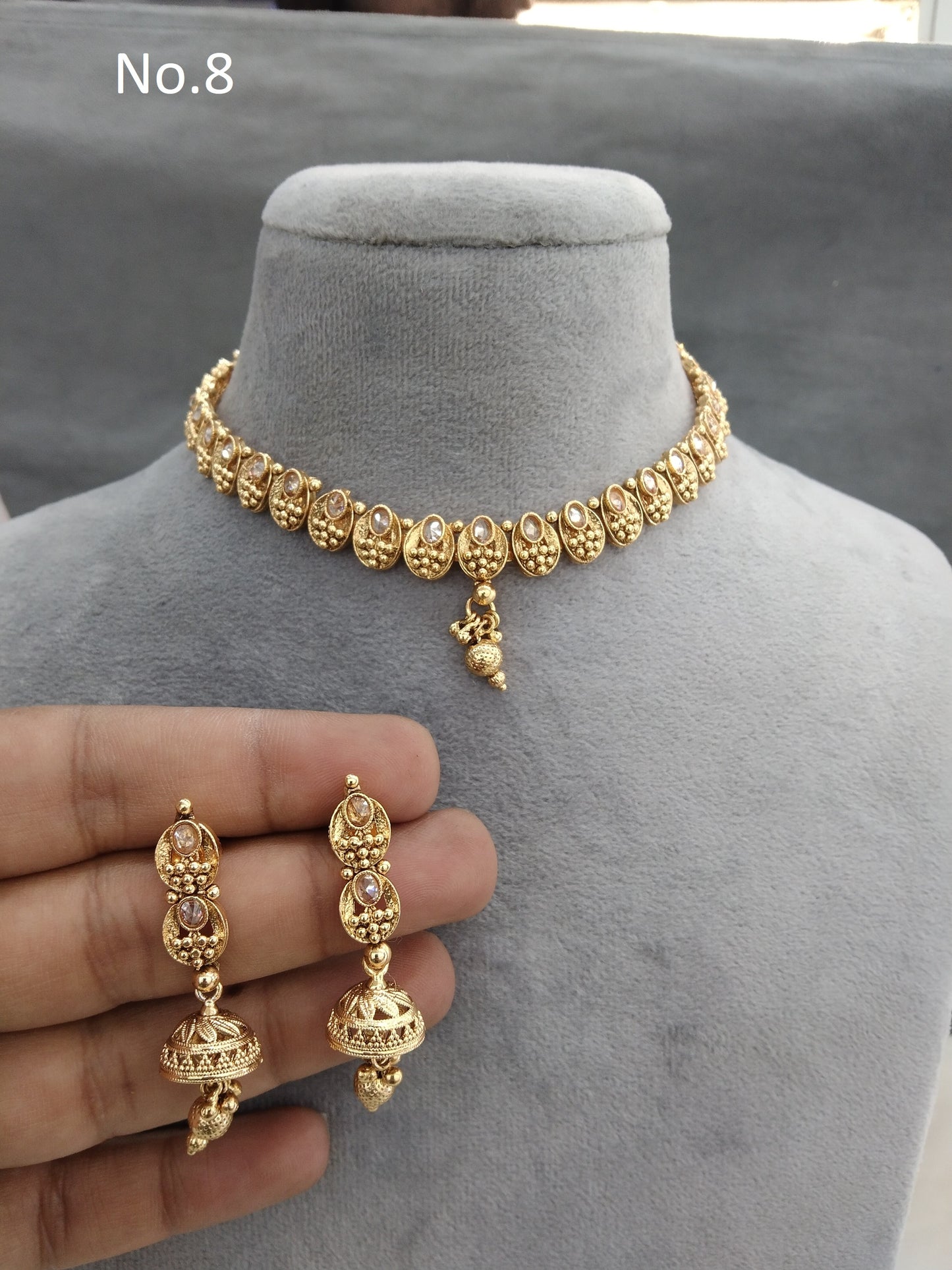 Gold polki necklace set Indian challa Jewellery