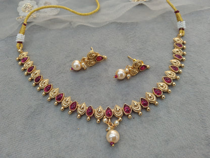 Gold polki necklace set Indian challa Jewellery