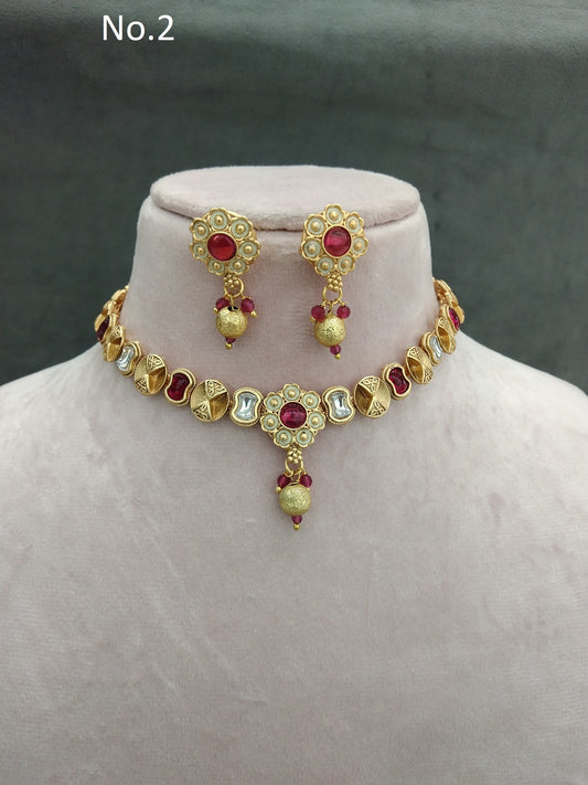 Gold polki necklace set Indian challa Jewellery