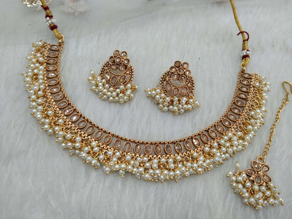 Gold polki necklace set Indian challa Jewellery