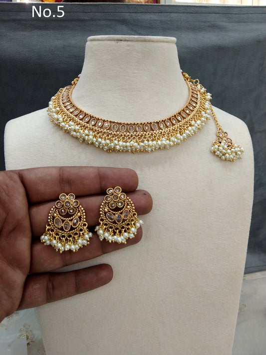 Gold polki necklace set Indian challa Jewellery