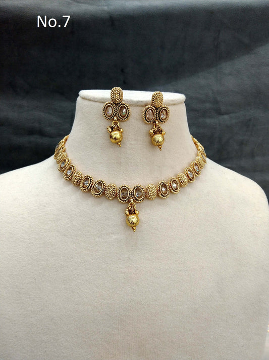 Gold polki necklace set Indian challa Jewellery