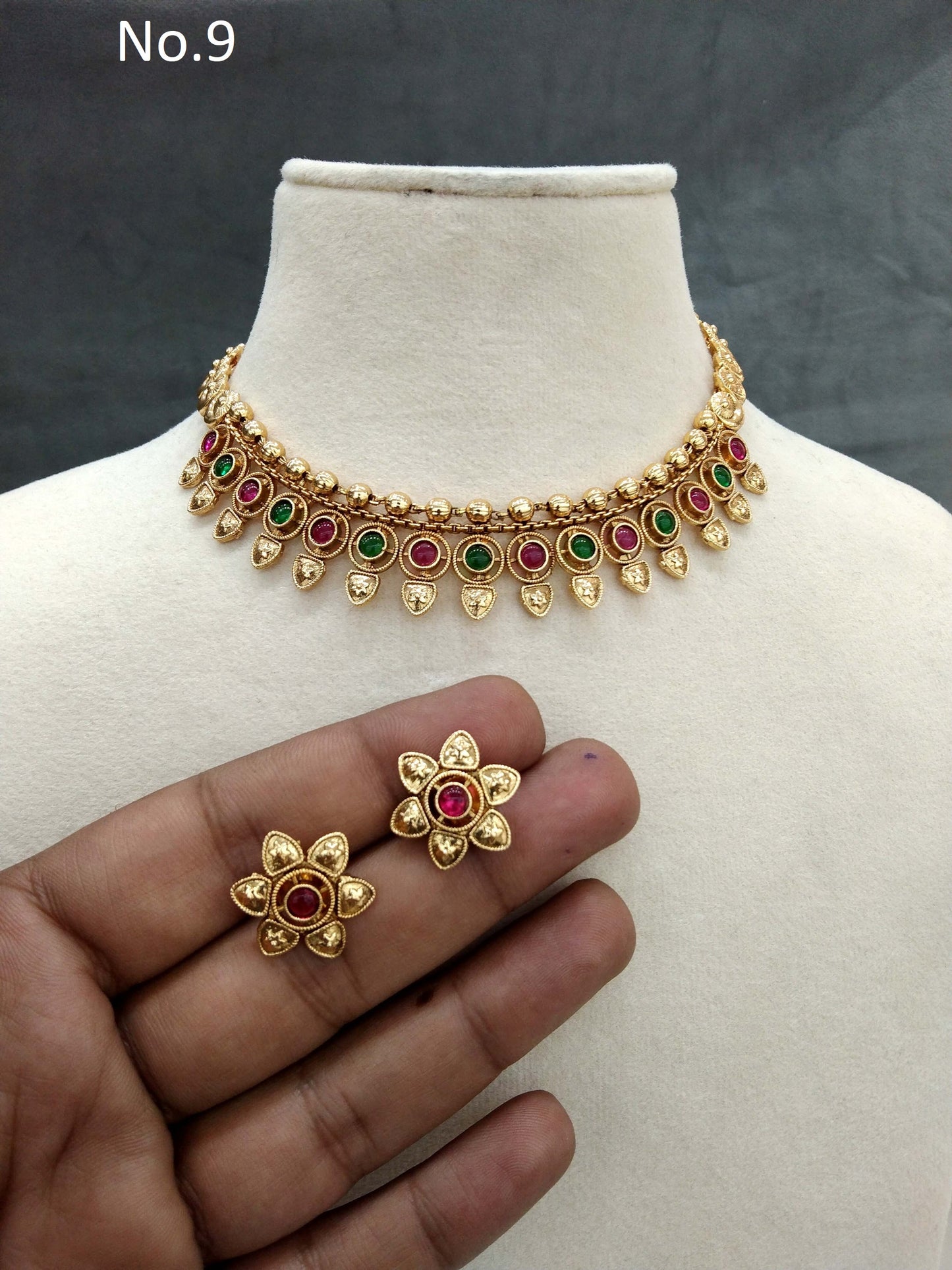 Gold polki necklace set Indian challa Jewellery