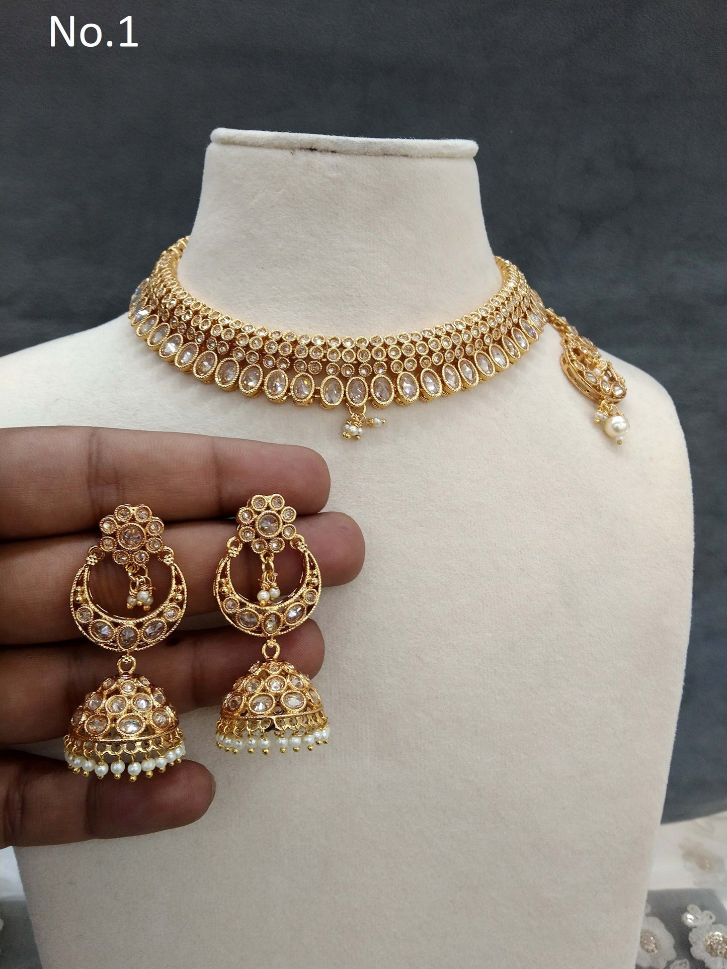 Gold polki necklace set Indian chivi Jewellery