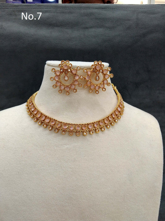 Gold polki necklace set Indian chivi Jewellery